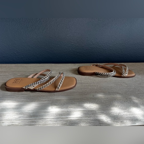 Haute Hippie Strappy Sandals with Beaded Design - Black and White - Picture 2 of 5